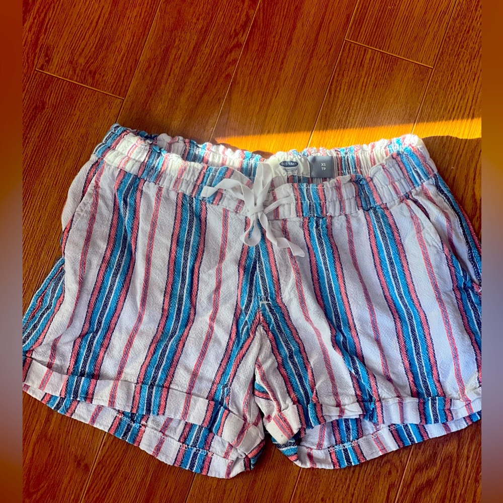 Linen striped beach shorts xs